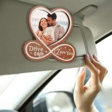 Drive Safe I Love You Visor Clip, Custom Couple Photo Car Visor Clip, with Personalized Car Photo Frame, Valentine's Day Gifts for Wife and Husband, Anniversary Birthday Gifts, Meaningful Gifts