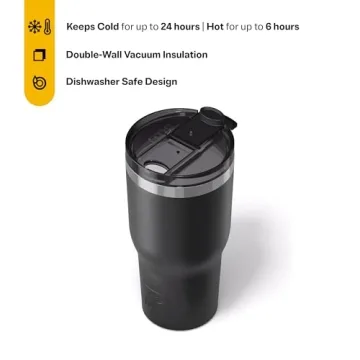 30oz RTIC Black Insulated Travel Tumbler - Versatile Drink Cup