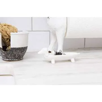 Creative Co-Op Elongated White Ceramic Dog Dish