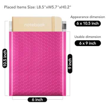 Fuxury Bubble Mailers 6x10" 100 Pack Pink Thick Padded Envelopes Usable Size 6x9" Mailing Envelopes ...