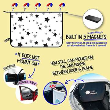 ggomaART Car Side Window Sun Shade - Universal Reversible Magnetic Curtain for Baby and Kids with Su...