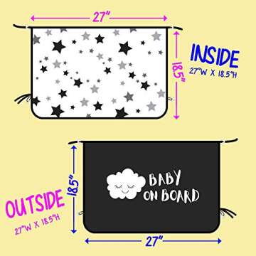 ggomaART Car Side Window Sun Shade - Universal Reversible Magnetic Curtain for Baby and Kids with Sun Protection Block Damage from Direct Bright Sunlight, and Heat - 1 Piece of Black Stars