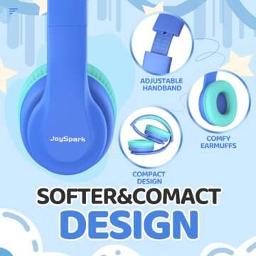 JoySpark Kids Bluetooth Headphones - Safe & Comfortable