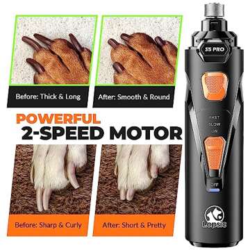 Quiet Powerful Dog Nail Grinder Kit with LED Lights and 3 Ports