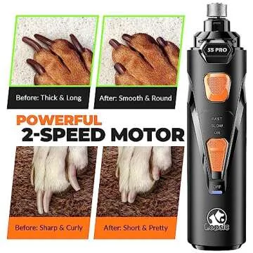 Quiet Powerful Dog Nail Grinder Kit with LED Lights and 3 Ports