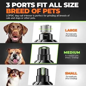Quiet Powerful Dog Nail Grinder Kit with LED Lights and 3 Ports