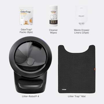 Litter-Robot 4 Core Bundle by Whisker, Black - Automatic, Self-Cleaning Cat Litter Box, Includes Lit...