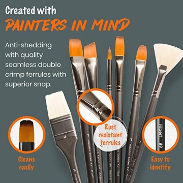 Professional Paint Brushes for Artists 15 Piece Set