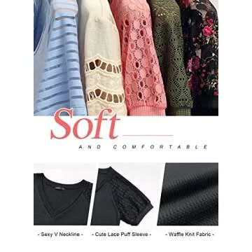 MIHOLL Lace Tops for Women V Neck Short Sleeve Shirts Loose Casual Blouse Tunic Tops T-Shirt