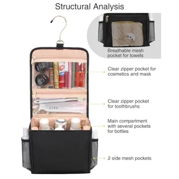 Relavel Hanging Toiletry Bag Compact Waterproof Travel Organizer