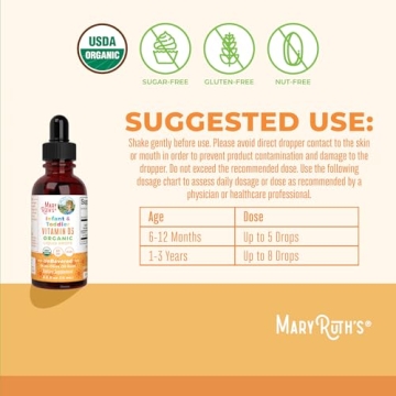 USDA Organic Vitamin D3 Drops for Infants & Toddlers - Sugar Free