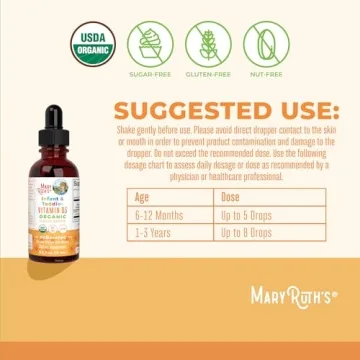 USDA Organic Vitamin D3 Drops for Infants & Toddlers - Sugar Free