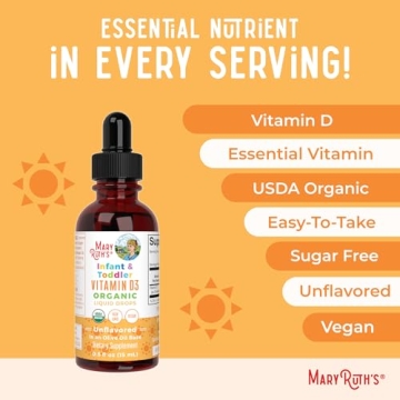 USDA Organic Vitamin D3 Drops for Infants & Toddlers - Sugar Free