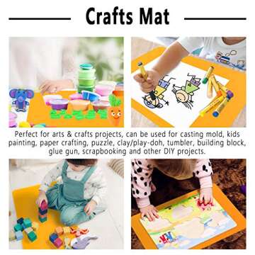 Gartful 4 PCS Silicone Mat for Crafts, Nonstick Silicone Sheets for Jewelry Casting Mat, Craft Mat for Epoxy Resin, Glitter Slime, Painting, Orange Blue Green Pink (15.7 x 11.8 inches)