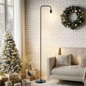 QiMH Industrial Floor Lamp with Light Bulb,Metal Tall Standing Lamp,Tall Modern Black Led Floor Lamp...