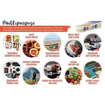 HOMELUX THEORY Reusable Freezer Bags, 7Pcs Large & Medium Reusable Ziploc Bags Silicone Airtight & Leakproof, Reusable Silicone Food Storage Bags, Silicone Snack Bags For Travel & Camping (3L, 4M)