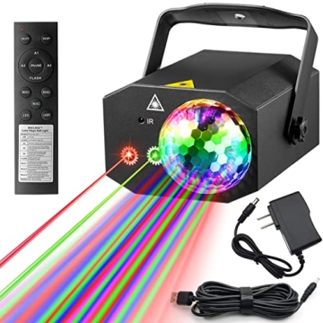 Party Lights Dj Disco Ball Light with Pattern Projection and Sound Activated, Buclhoz RGB Colored St...