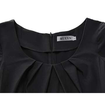 MUXXN Women's Audrey Hepburn Style Tea Length Formal Junior Dress (2XL Black)