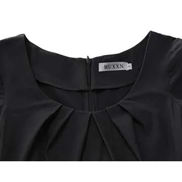 MUXXN Women's Audrey Hepburn Style Tea Length Formal Junior Dress (2XL Black)