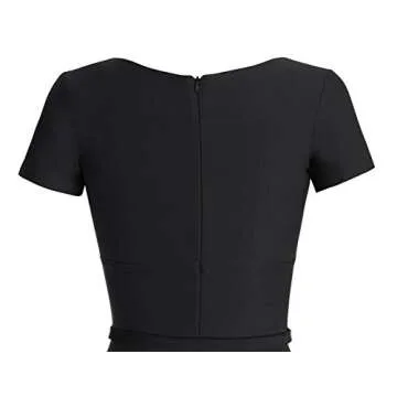 MUXXN Women's Audrey Hepburn Style Tea Length Formal Junior Dress (2XL Black)