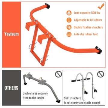 Ladder Stabilizer, Heavy Duty Steel Ladder Roof Hook Ladder Stabilizer with Wing Span/Wall Extension...