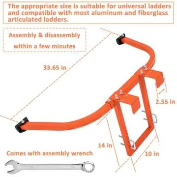 Ladder Stabilizer, Heavy Duty Steel Ladder Roof Hook Ladder Stabilizer with Wing Span/Wall Extension Accessory, Secure and Stable Ladder Standoff Arms for Roof Gutter with Anti-Slip Rubber Feet