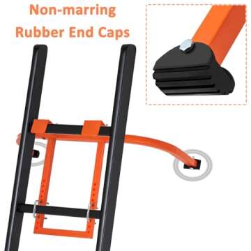 Ladder Stabilizer, Heavy Duty Steel Ladder Roof Hook Ladder Stabilizer with Wing Span/Wall Extension Accessory, Secure and Stable Ladder Standoff Arms for Roof Gutter with Anti-Slip Rubber Feet