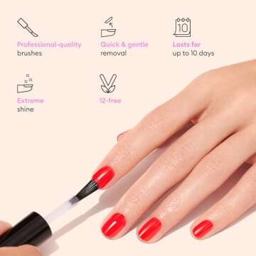 Manucurist • Green Flash Top Coat • Vegan LED Gel Nail Polish Top Coat • 12-Free • Plant-Based Ingredients • Made in France • 0.5 fl oz