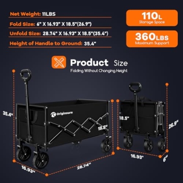 Collapsible Wagon Cart - Lightweight & Heavy Duty