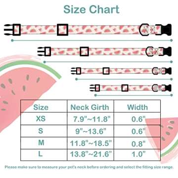 Faygarsle Cute Dog Collar for Girls Boy Dogs Soft Fancy Pet Collar with Watermelon Design Ideal Pink Summer Dog Collar for Small Medium Large Dogs M