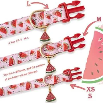 Faygarsle Cute Dog Collar for Girls Boy Dogs Soft Fancy Pet Collar with Watermelon Design Ideal Pink Summer Dog Collar for Small Medium Large Dogs M
