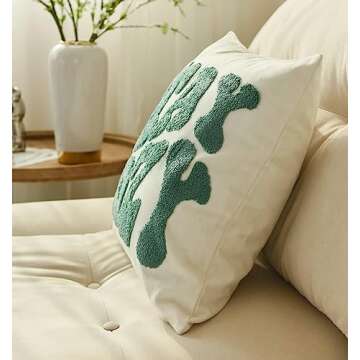 FAVDEC Embroidered Stay Cozy Decorative Throw Pillow Cover, Stay Cozy 18 Inches x 18 Inches Cover Only