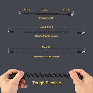 [Apple MFi Certified] iPhone Coiled Lightning Cable for Car, esbeecables 2Pack 6FT Retractable iPhone Fast Charger Cord USB to Lightning Cable for iPhone 14/13/12/11Pro/XS MAX/XR/XS/X/8/7/iPad/Carplay