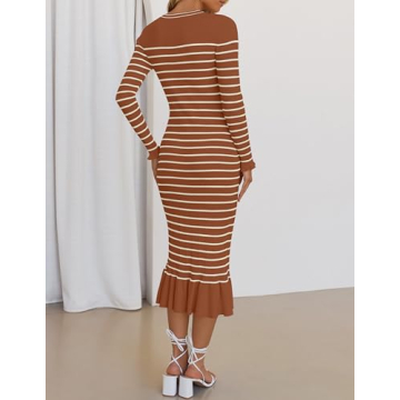 ZESICA Striped Sweater Dress for Stylish Comfort