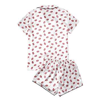 WDIRARA Women's Sleepwear Satin Short Sleeve Pajama Set