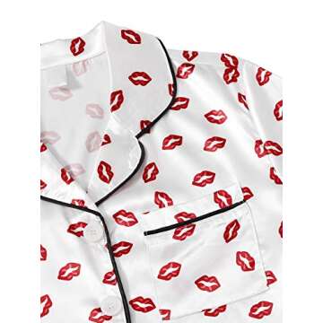 WDIRARA Women's Sleepwear Satin Short Sleeve Pajama Set