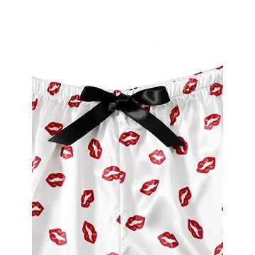 WDIRARA Women's Sleepwear Satin Short Sleeve Pajama Set