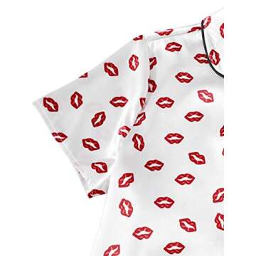 WDIRARA Women's Sleepwear Satin Short Sleeve Pajama Set