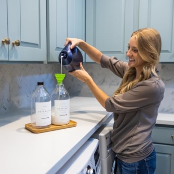 Elegant Laundry Detergent Dispenser Set with Bamboo Tray