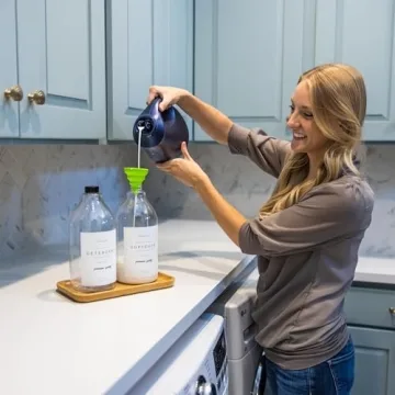 Elegant Laundry Detergent Dispenser Set with Bamboo Tray