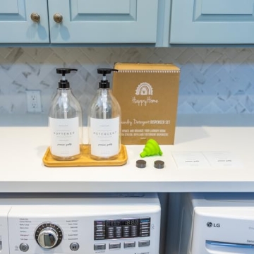 Elegant Laundry Detergent Dispenser Set with Bamboo Tray