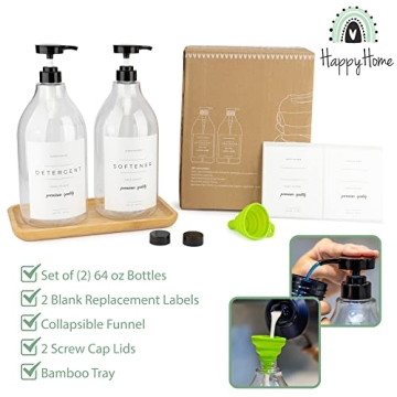 Elegant Laundry Detergent Dispenser Set with Bamboo Tray