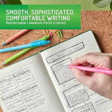 Paper Mate FlexGrip Ultra Ballpoint Pens, Made from Recycled Plastic Materials, Assorted Barrel Colors, Medium Point (1.0mm), Black, 12 Count