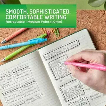 Paper Mate FlexGrip Ultra Ballpoint Pens, Made from Recycled Plastic Materials, Assorted Barrel Colors, Medium Point (1.0mm), Black, 12 Count