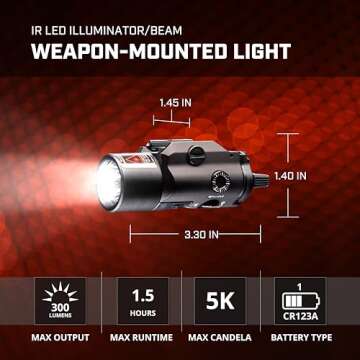 Streamlight 69192 TLR-VIR II Visible LED/IR Illuminator/IR Beam with Rail Locating Keys, Black