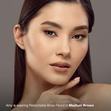 Mineral Fusion Retractable Brow Pencil, Shape & Define Eyebrow Pencil with Blending Spoolie Brush, Velvety Smooth & Natural Eye Makeup, Medium Brown, 0.003 oz