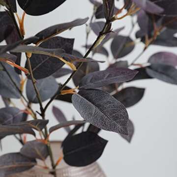 dallisten 5Pcs Silk Artificial Eucalyptus Stems, 3ft Tall Fake Eucalyptus Leaves Stems, Greenery Plants Flowers Arrangement Decorations for Wedding Party Floor Vase Home Boho Decor (5, Purple)