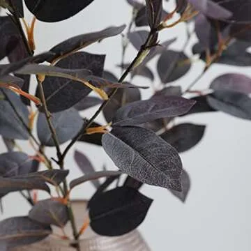 dallisten 5Pcs Silk Artificial Eucalyptus Stems, 3ft Tall Fake Eucalyptus Leaves Stems, Greenery Plants Flowers Arrangement Decorations for Wedding Party Floor Vase Home Boho Decor (5, Purple)