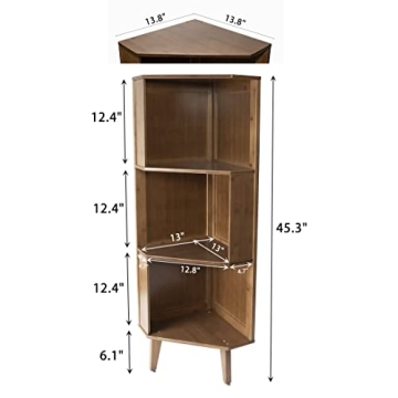 BALANBO 3-Shelf Corner Bookcase Eco-Friendly Design