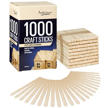 Artlicious 1000 Pcs Craft Sticks for Creative Projects